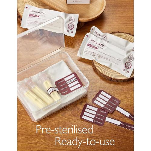 Momcozy Colostrum Collector Reusable Breast Milk Collector with Storage Case and Cotton Wipe, Portable Colostrum Container BPA Free, Multi-Use Collector 5ml-6pcs