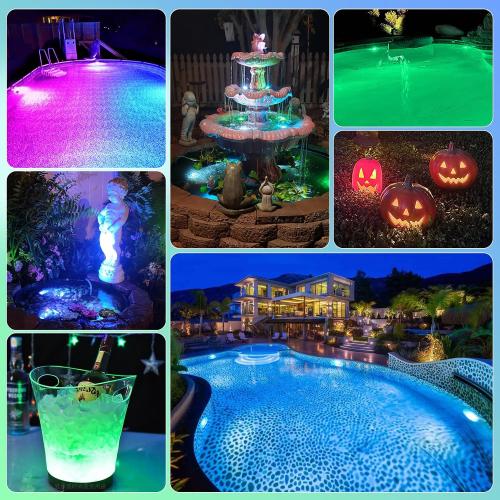 Rechargeable Submersible Pool Lights for Above Ground Pools Waterproof, Underwater LED Pool Lights for Inground Pool with Remote,Magnetic Swimming Pools Light for Hot tub,Spa-2PCS