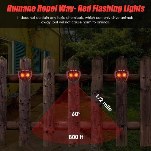 Pack of 4 Solar Nocturnal Animal Repeller Racoon Repellent Outdoor Fox Skunk Coyote Deterrent Deer Repellent Predator Light for Chicken Coop Predator Protection Predator Eyes Animal Deterrent for Yard Farm (4)