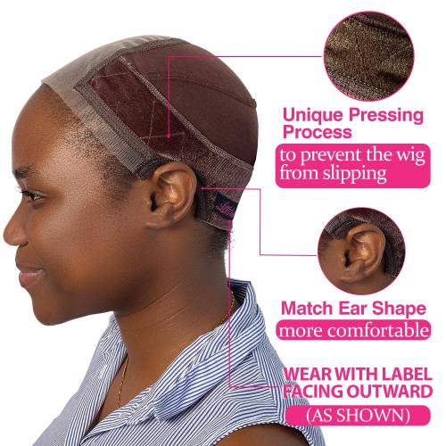 Labhairs Lace Wig Grip Cap for Women, 4x5 Lace Parting Max Make Part Freely, Non Slip Wig Gripper for Keeping Wigs In Place, Adjustable Wig Cap with Velcro Headband Make Your Wigs Glueless (Brown-L)
