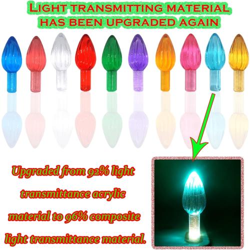 110Pcs in 10 Colors Ceramic Christmas Tree Replacement Bulbs - Plastic Lights Pegs, Included Angel Topper＆Snowflake Top＆Cross Stars.