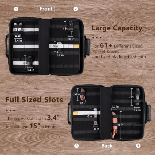 Knife Display Case, Knife Case for 61  Pocket Knives, Knife Collection Case with Portable Shoulder Strap, Knife Storage Items (Box Only)