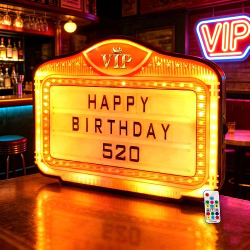 Bottle Service Lights, Custom Wedding Sign with 4 Interchangeable Letter Sets & 1 Numbers Set, LED Handheld Marquee Sign for Birthdays, Bachelorette & Club Nights & Party Photos(VIP)