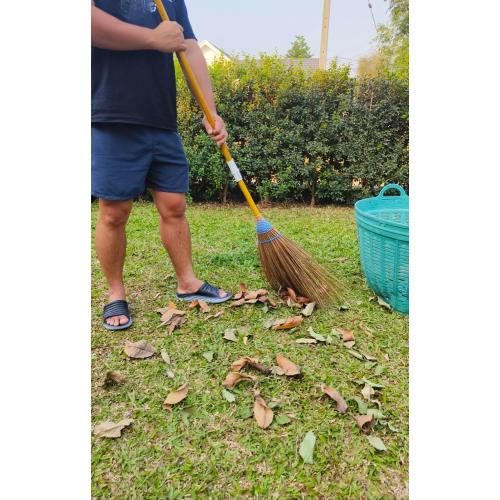 Size 61 inch Natural Coconut Leaf Broom - 61 Inch, Multi-Surface Outdoor Broom - Sweeps Snow & Wet Leaves - Sturdy Bamboo Handle - Asian Heavy Duty