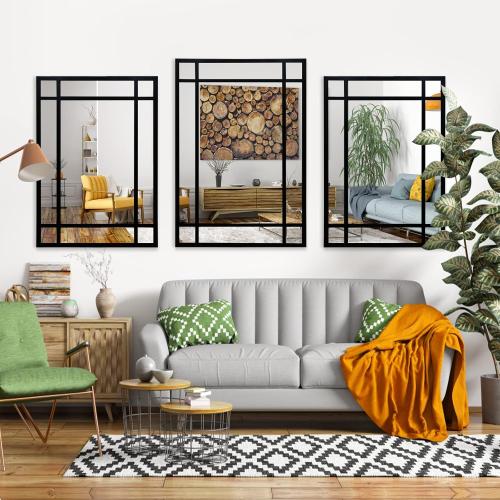 Black Rectangle Mirror, Farmhouse Decorative Wall Mirror for Entryway, Living Room, Bedroom, Hallway, Fireplace, Accent Wall Decor (Black1, 29.5 x 20)