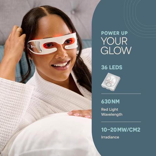 Lifepro RejuvaGlow Red Light Eye Mask – LED Light Therapy with Soothing Vibration – Adjustable Strap & Rechargeable LED Eye Mask
