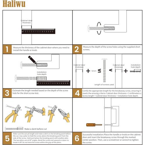 Haliwu 10 Pack Brushed Nickel Cabinet Knobs, Gold Cabinet Knobs Kitchen Handles Gold Kitchen Hardware, Single Hole Pulls T Bar Pulls