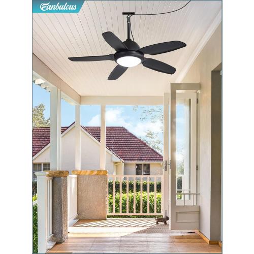 42 Inch Waterproof Outdoor Ceiling Fan with Lights and Remote,IP65 Hanging Gazebo Fan with 3CCT 6-Speed DC Motor,Black Wet Rated Plug in Ceiling Fan with Cord for Patios Porch Pergola