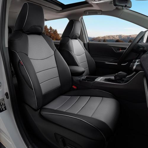 Custom 1:1 Fit Corolla Cross Seat Covers for (Gas Only) 2022–2026 | for Toyota Corolla Cross L, LE, XLE, Front & Rear, Waterproof Leatherette, Airbag Compatible,Pet & Kid Friendly,Black&Grey