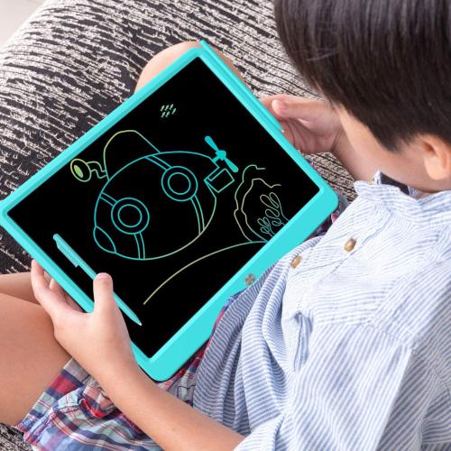 FLUESTON LCD Writing Tablet, Doodle Board Toys Gifts for 3-8 Year Old Girls Boys, 15 Inch Colorful Electronic Board Drawing Pad for Kids, Gifts for Toddler Educational Learning Travel Christmas, Blue