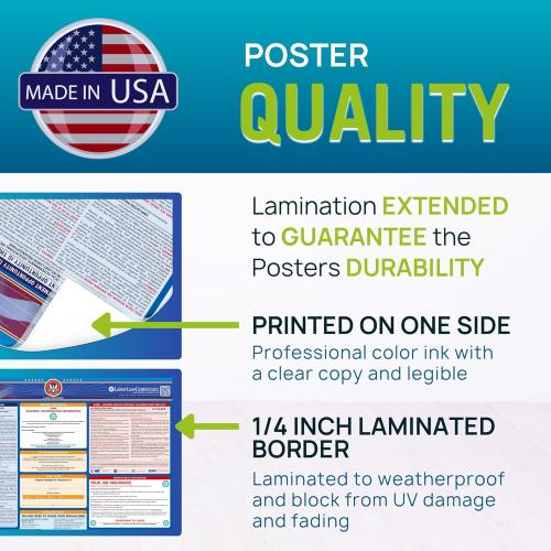 Florida 2026 Labor Law Poster – State & Federal Compliance – OSHA, EEOC, FMLA, Minimum Wage – Durable, Laminated & Waterproof Workplace Employment Poster – Made in USA – 26” x 39.5”