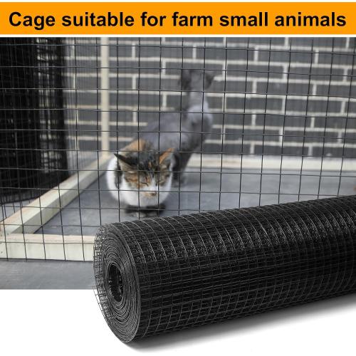 Black Hardware Cloth 1/2inx48inx100ft, Chicken Wire Fencing, 19Gauge, Vinyl PVC Coated Mesh, Welded Wire mesh, Perfect for Gopher Wire, Rodent Mesh, Tree Guard, Chicken Coop