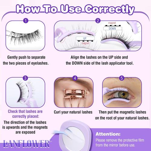 Magnetic Eyelashes with Applicator Natural Wispy Magnetic Lashes Easy Apply No Need Glue False Eyelashes by Lanflower