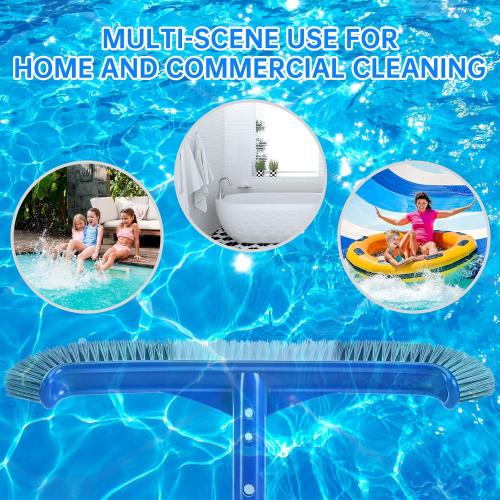 Pool Brush Head, 17 Pool Brushes for Cleaning Pool Walls, Curved Ends High-Efficiency Pool Scrub Brush,Premium Nylon Bristles Pool Brush with EZ Clip