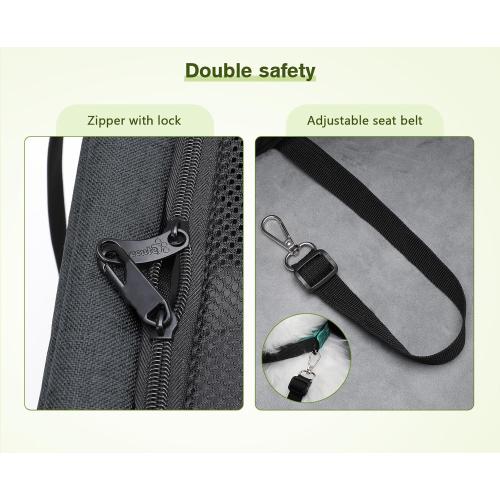 DARK GREY Pecute Cat Carrier with Wheels,Steel Wire Frame Cat Carrier, Stable Pet Trolley Bag for Cats, Pet Handbag and Stroller, Portable Cat Carrier Bag for Car Travel Bus Subway, Dark Grey