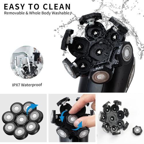 Head Shaver Replacement Heads,Head Shaver Replacement Blades, Head Shavers for Bald Men,Head shavers for Men, Stainless Steel Rotary Blades for Electric Head Razor (black8)
