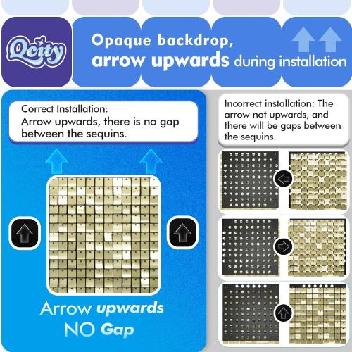 Qcity Silver Shimmer Wall Backdrop 36PCS, Black Back Not See-Through Design, Square Sequin Glitter Backdrop Panel, Perfect for Outdoor Events, Birthdays, Wedding and Party Decoration