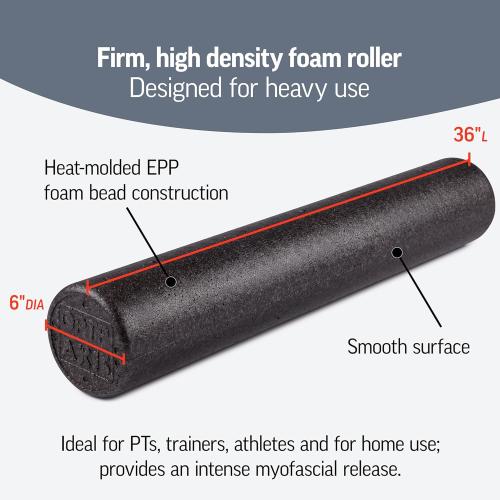 OPTP AXIS Firm Foam Roller, High Density Foam Roller for Physical Therapy, Yoga, Pilates, Fitness Exercise and Sports Training (Black, 36 X 6 Round)