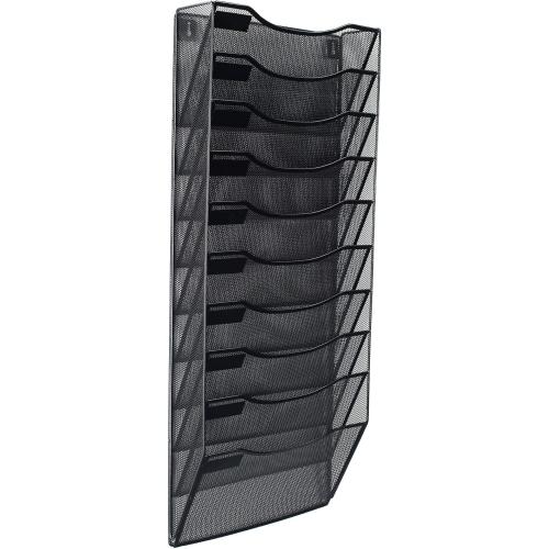 10 Sections Hanging Files Wall Mounted Metal Mesh Document File Organizer Magazine Holder Rack Organizer Racks Multipurpose Use To Display Files, Magazine, Newspapers- Black