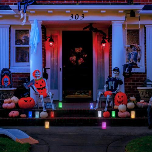 Color Red LANKER Flameless Candles with 6H Timer, Battery Operated LED Pillar Candles, D1.5 x H3 Inch, Romantic 7 Color Changing Light, Set of 12