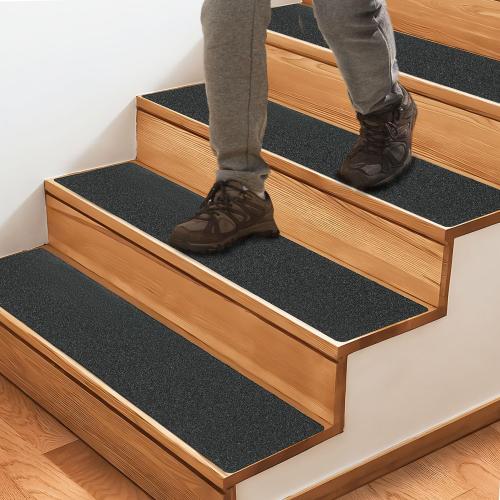 CHUANGSEED 12-Pack Non-Slip Outdoor Stair Treads Grip Tape 12'' x 30'', Heavy Duty Black Grit Anti-Slip,High Traction Adhesive Treads Suitable for Most Slippery Surfaces