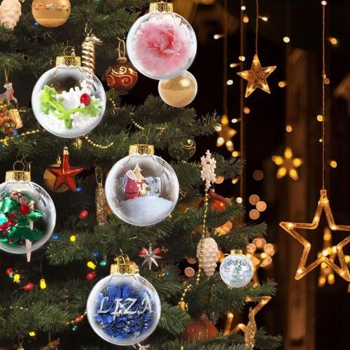 Clear DlY Fillable Ornaments Balls,2.36 Transparent Balls Plastic Baubles for Crafting DlY,Round Clear Ball Ornament forXmas Tree,Home Decoration,Wedding,Party,Christmas