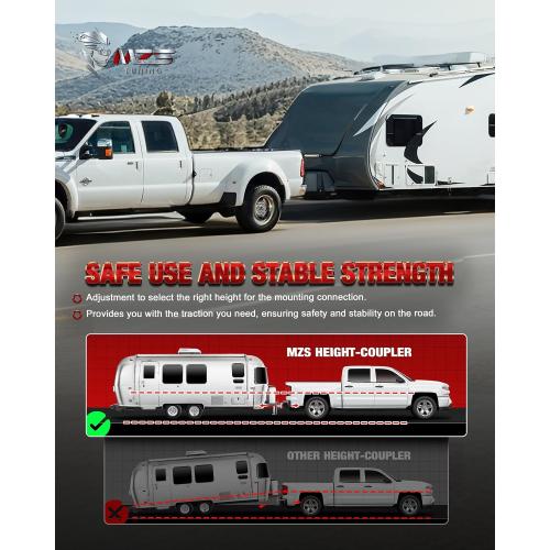MZS Adjustable Trailer Hitch - Fits 3 Inch Receiver Hitch - 4-Inch Adjustable Drop Hitch - Heavy Duty Aluminum Tow Hitch for Truck(21,000 LBS GTW) Chrome