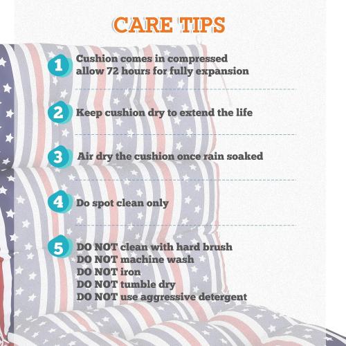 EAGLE PEAK Tufted Outdoor/Indoor High Back Patio Chair Cushions, Set of 2, 46'' x 22'', American Flag