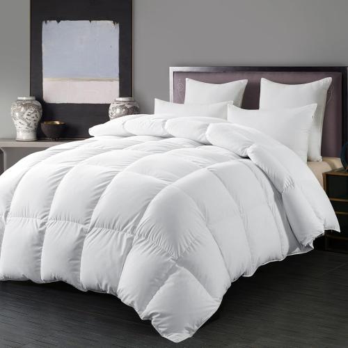 ELNIDO QUEEN® Feather Down Fiber Comforter King Size - All Season White Fluffy Duvet Insert - Luxurious Hotel Bedding Comforter with Corner Tabs - Ultra Soft 100% Cotton Cover, 106x90 Inch