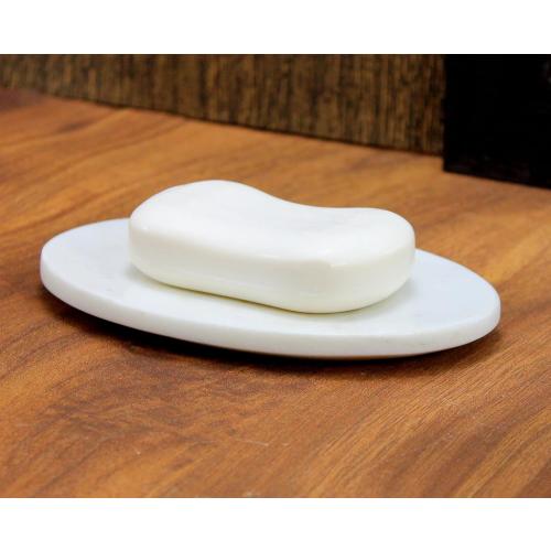 KLEO White Marble Stone Soap Dish Soap Holder Bath Accessories Bathroom Accessories (Oval)