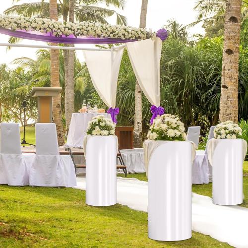 Cylinder Stands for Party, White PCV Display Plinth Cylinder Pedestal Stand Detachable Cake Pedestal Stand for Birthday Wedding Baby Shower Party Product Display Celebration Decor (3piece)