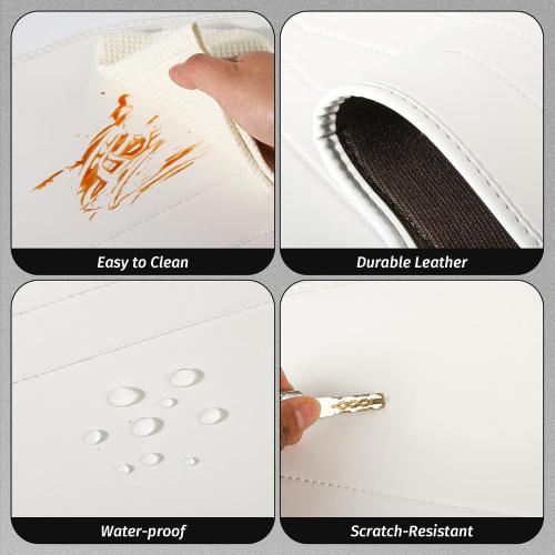 Center Console Leather Side Anti-Kick Mats(2 Pieces) Designed for Tesla Model Y Juniper(2025-2027),Waterproof, Dust Resistant, Front Seat Side Protector Cover White