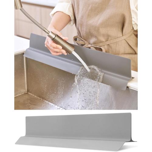 Size 23 inches Color Grey 100% Premium Silicone Kitchen Sink Splash Guard - Non Slip Strong Suction, Durable, and Easy-to-Clean Splash Protector for Mess-Free Cooking and Dishwashing (Gray)