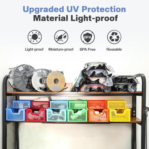 20 Pack 3D Filament Storage Bags, Vacuum Sealed & Light-Proof Reusable Bags for 1.75mm 2.85mm 3D Printer Filament (12.6x13.4 Inch) - Pump Not Included