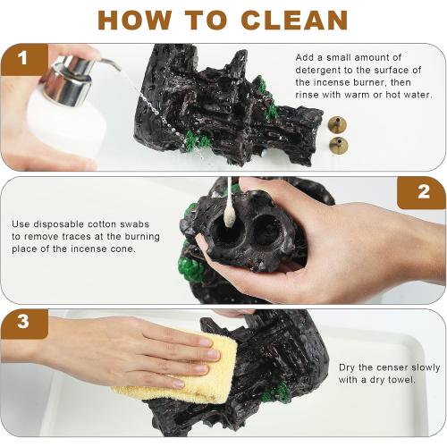 SPACEKEEPER Incense Burner, Backflow Incense Holder 2 Sides Waterfall Incense Burnier with 120 Backflow Incense Cones, 30 Incense Sticks, Aromatcherapy Ornamen for Home