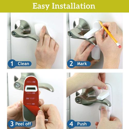 Wappa Baby Baby Proof Door Handle Lever (2-Pack) with 2 Extra Adhesives – Easy 1-Hand Operation for Adults. Durable ABS with 3M Adhesive Backing. Simple Install Locks