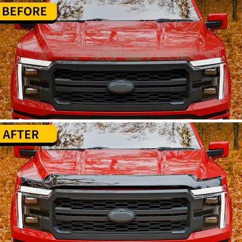 Hood Protector Compatible with 2021-2025 2026 Ford F150 XL/STX/XLT/Lariat Hood Shield ABS Plastic Bug Deflector Bug Guard for 2024 F-150 Accessorie (Glossy Black)