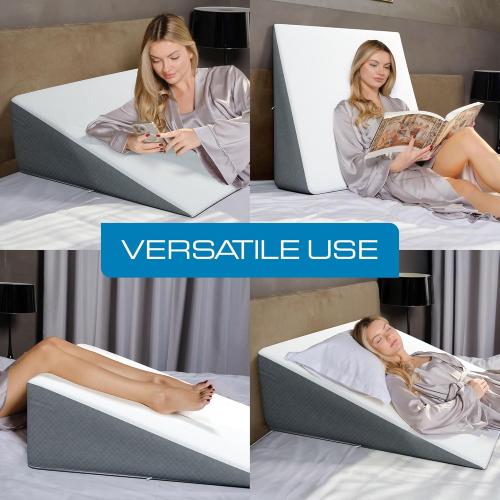 Kolbs Extra Wide Bed Wedge Pillow for Sleep Apnea, Acid Reflux, and Back Pain Relief, with Chic Jacquard Cover - Headboard GERD Pillow Wedges for Sleeping (Extra Wide 12 Height)
