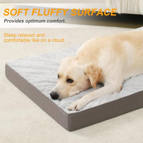 KSIIA Orthopedic Dog Bed Waterproof Dog Crate Bed for Extra Large Dogs deluxe Plush Washable with Egg Crate Foam & Removable Cover, Inch, Gray
