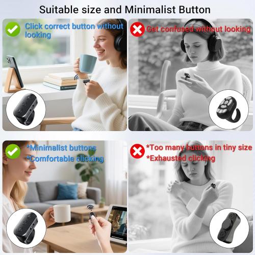 Scrolling Ring Remote for TikTok YouTube IG Shorts Video Landscape Portrait, Fingertip Wireless Scroller Page Turner Clicker for Kindle APP Compatible with iPhone iPad Android Phone Tablet