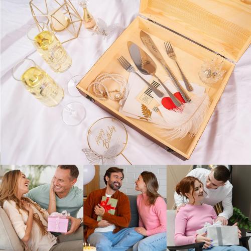 25th Anniversary Champagen Flutes Wedding Gifts for Couple, 25th Birthday Anniversary Decorations, Silver Cake Cutting Set for Wedding 25th Anniversary Presents