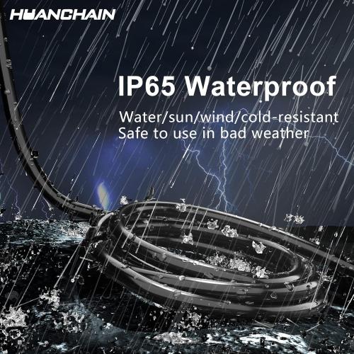 HUANCHAIN Indoor Outdoor Black Extension Cord 50 FT Waterproof 16/3 Gauge | 16 AWG 50 Foot 3 Prong Extension Cord with Hook, Appliance Extension Cord Waterproof with Strap, 13A 1625W SJTW, ETL Listed