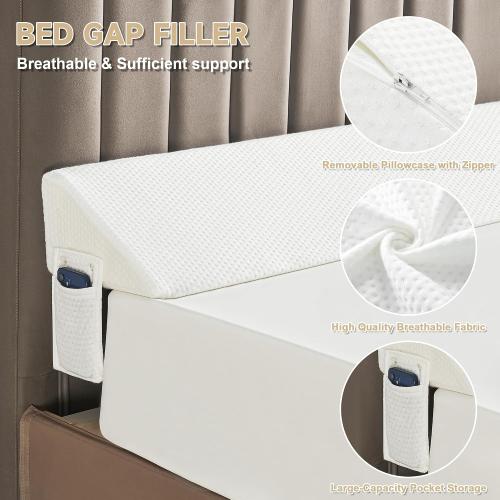 IFNOW Queen Size(60x6x10) Bed Wedge Pillow for Headboard, Mattress Gap Filler(0-8), Bed Wedge for Gap Between Your Headboard and Mattress White