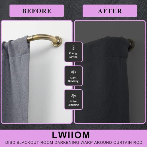 Antique Bronze Disc Curtain Rods, 48-84 Inches Window Curtain Rod,Adjustable Room Darkening Curtain Rod with Aluminum Finials and Brackets,Wrap Around Design