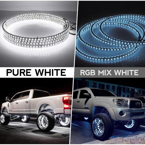 15.5 Inch Cool White Rim Lights,Wheel Light for Cars,Pure White Wheel Lights,6500k Cool White,IP68 Waterproof,Rocker Switch Control,Double Row LED Beads（4 Pcs ）