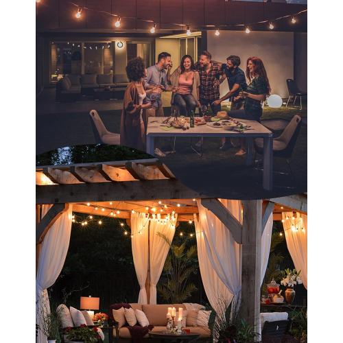 Outdoor String Lights, 150FT Patio Lights with 75 Shatterproof G40 Globe Bulb(3 Spare), Waterproof Connectable Dimmable LED Hanging String Lights for Outside Backyard Porch Balcony(2x75FT)