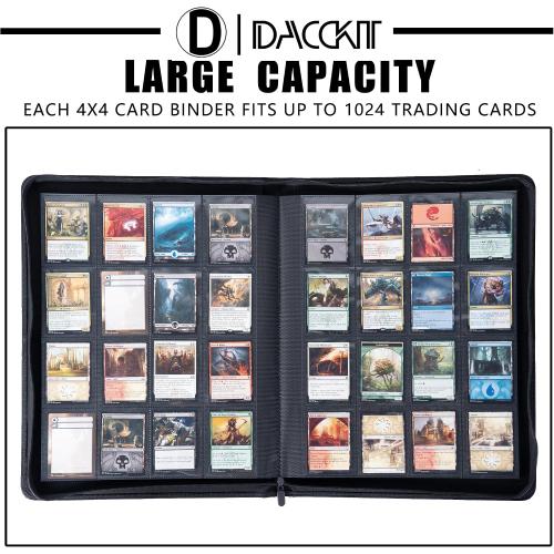 D DACCKIT Card Binder 16 Pocket - Fits 1024 Cards，4X4 Ringless Card Album with Sleeves for Trading Cards & Sports Cards（Model A，Classic White）