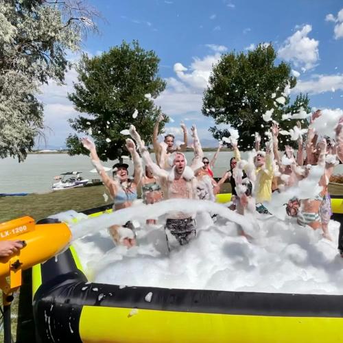 OZIS Gaga Ball Pit Inflatable 15FT with Built-in Blower, Portable Gaga Pit for Indoor Outdoor School Family Activities Easy to Setup