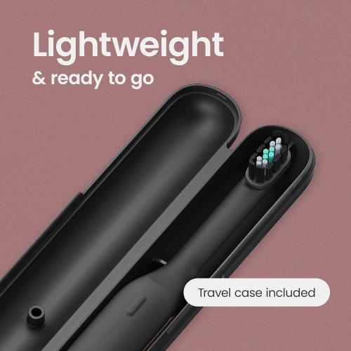 Color Black Quip Ultra Next Generation Smart Toothbrush - Timed Electric Toothbrush with Case - Replaceable Brush Head, Soft Bristles, Silicone Handle, 30-Day Battery Life - Travel Toothbrush - Eclipse