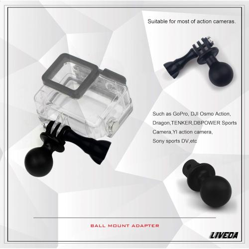 Ball Mount Adapter Compatible Gopro Hero Series/AKASO/SJCAM/DJI/OSMO/Action Camera, Compatible with RAM Ball Head Mounts, Rotating Ball Head Mount with Metal Screws